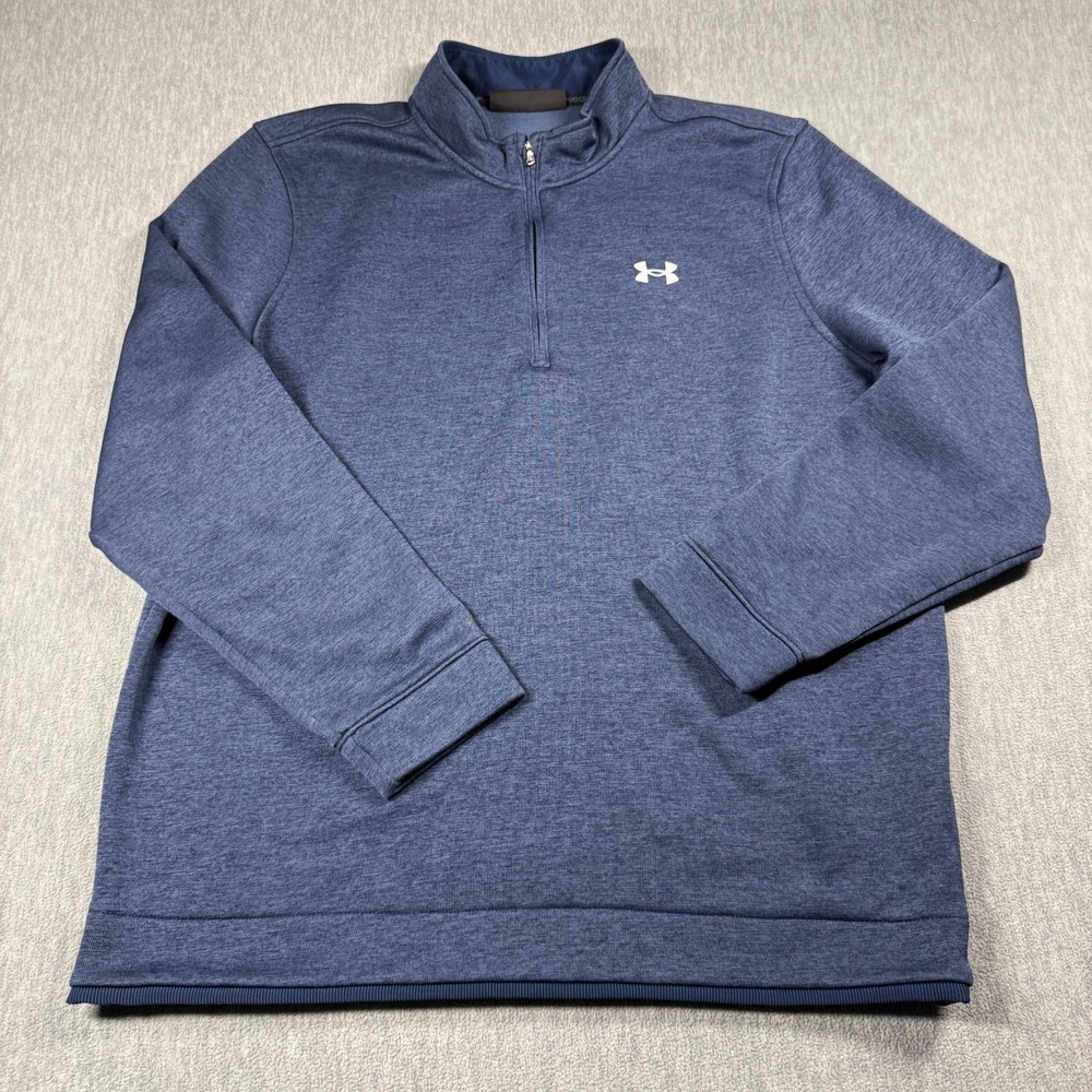 Under Armour Pullover Mens 2XL Blue ColdGear 1/4 Zip Sweatshirt Heathered Fleece